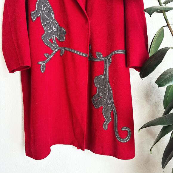 Rara Avis By Iris Apfel Wool Blend Trench Coat Size 3XL Long Monkeys Dopamine - Picture 3 of 10